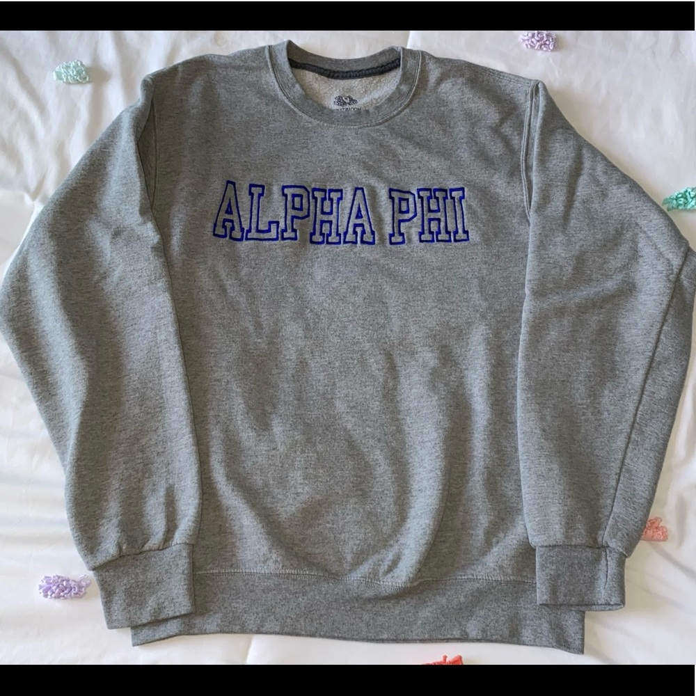 Alpha phi gray crewneck